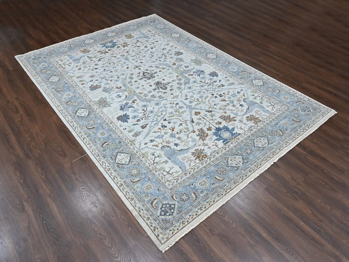 9'8" x 13'10" New Hand Knotted Grey Wool Rectangle Oriental Rug - MOA10210569