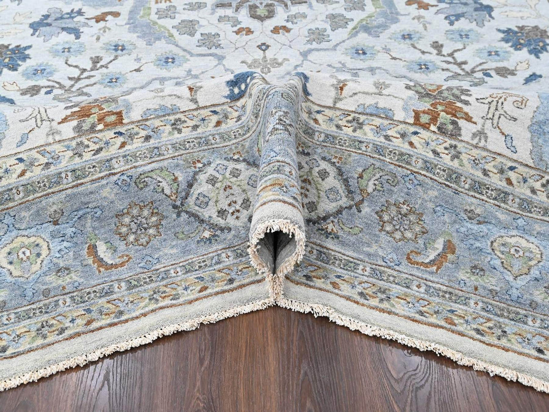 9'8" x 13'10" New Hand Knotted Grey Wool Rectangle Oriental Rug - MOA10210569