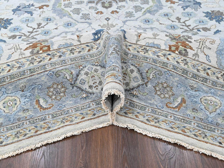 9'8" x 13'10" New Hand Knotted Grey Wool Rectangle Oriental Rug - MOA10210569