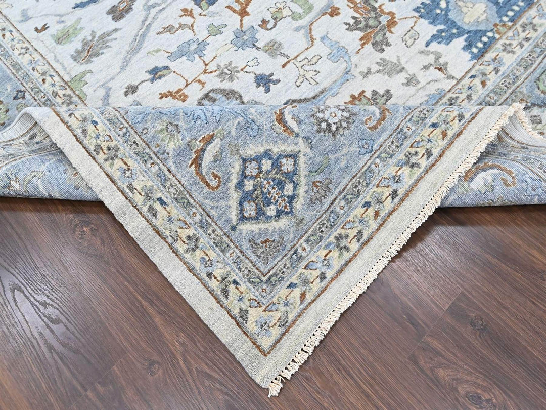 9'8" x 13'10" New Hand Knotted Grey Wool Rectangle Oriental Rug - MOA10210569