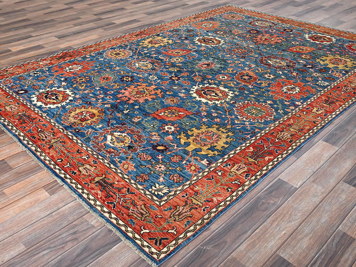 6'2" x 9'0" New Hand Knotted Blue Wool Rectangle Oriental Rug - MOA1021056