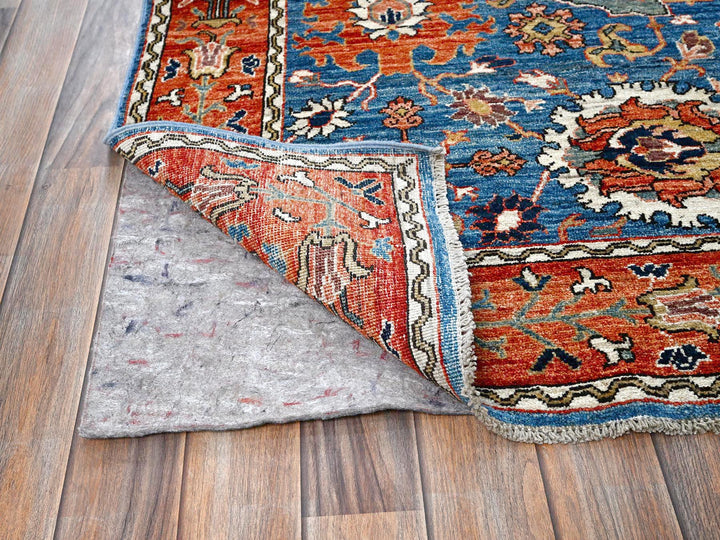 6'2" x 9'0" New Hand Knotted Blue Wool Rectangle Oriental Rug - MOA1021056