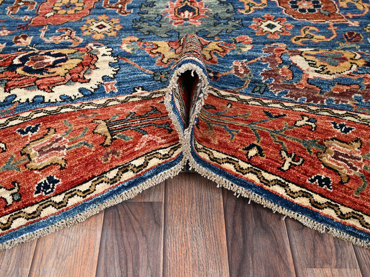 6'2" x 9'0" New Hand Knotted Blue Wool Rectangle Oriental Rug - MOA1021056