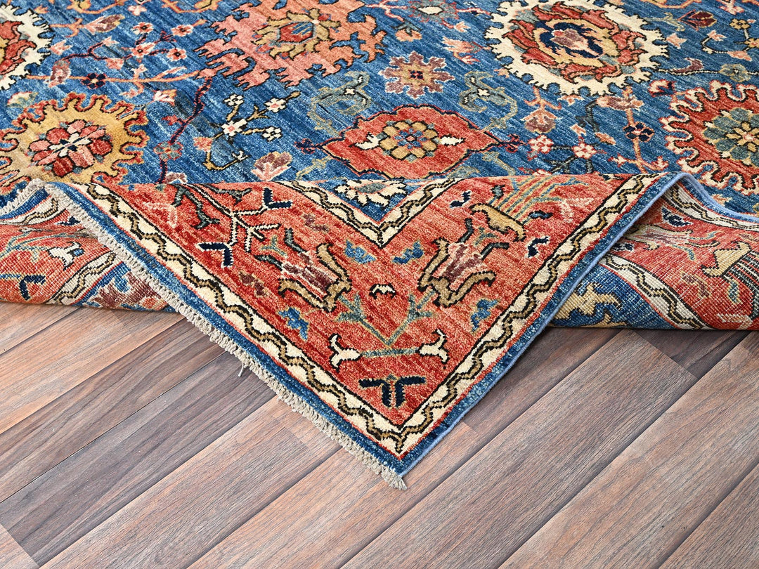 6'2" x 9'0" New Hand Knotted Blue Wool Rectangle Oriental Rug - MOA1021056