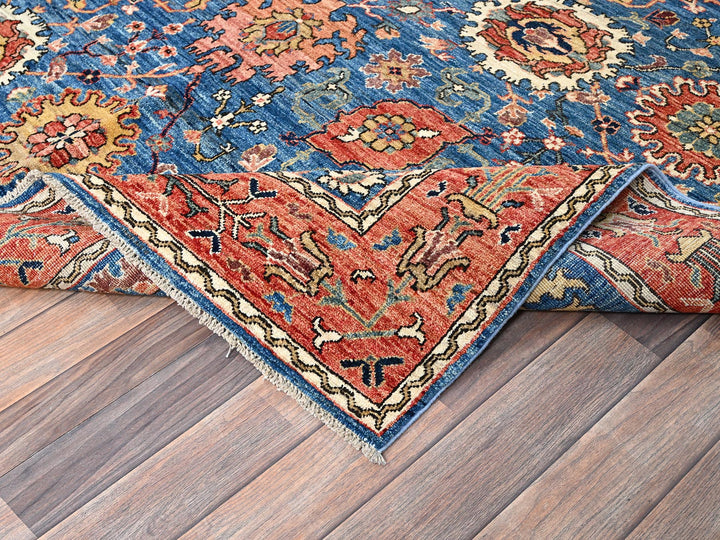 6'2" x 9'0" New Hand Knotted Blue Wool Rectangle Oriental Rug - MOA1021056