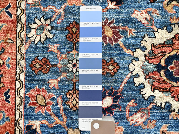 6'2" x 9'0" New Hand Knotted Blue Wool Rectangle Oriental Rug - MOA1021056