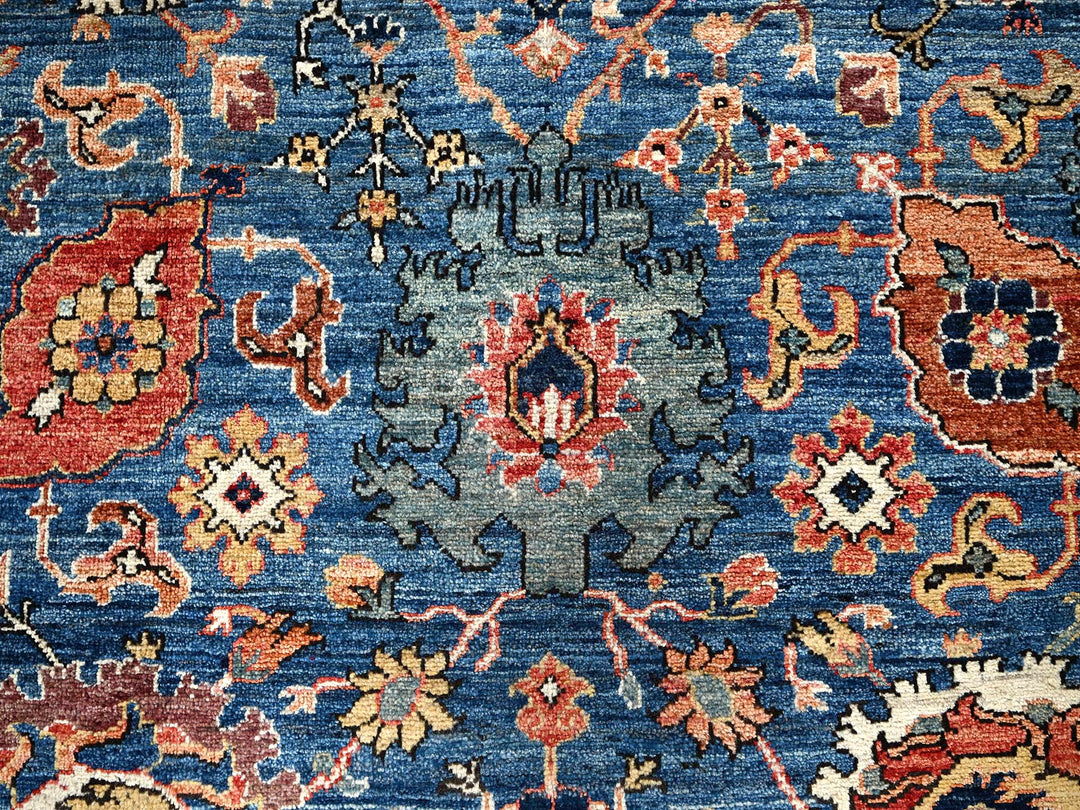6'2" x 9'0" New Hand Knotted Blue Wool Rectangle Oriental Rug - MOA1021056
