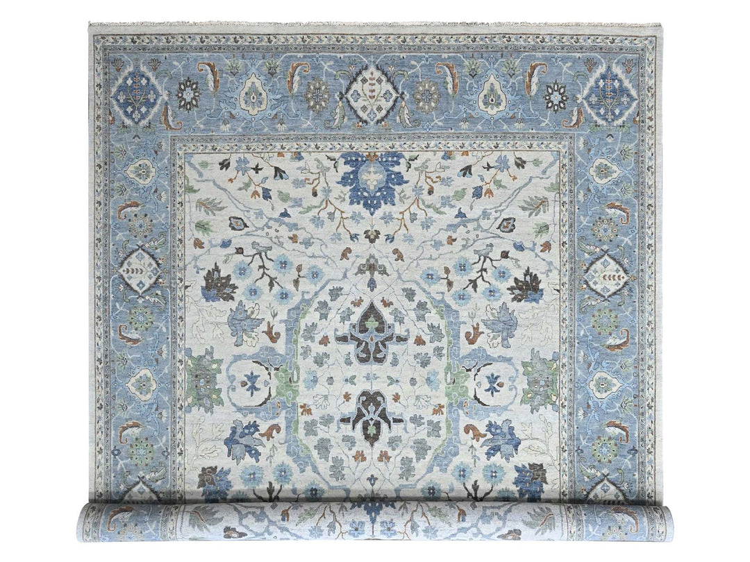 11'10" x 12'0" New Hand Knotted Grey Wool Square Oriental Rug - MOA10210570