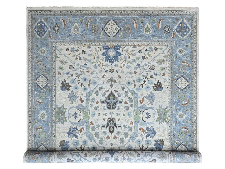 11'10" x 12'0" New Hand Knotted Grey Wool Square Oriental Rug - MOA10210570