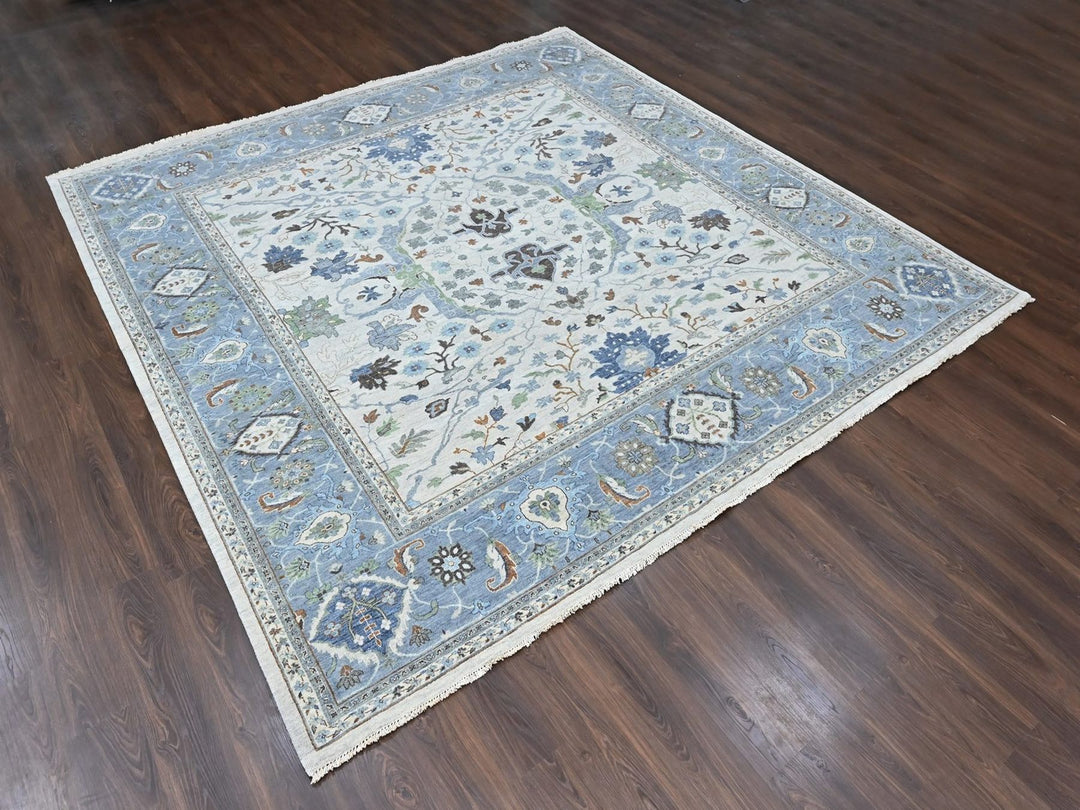 11'10" x 12'0" New Hand Knotted Grey Wool Square Oriental Rug - MOA10210570
