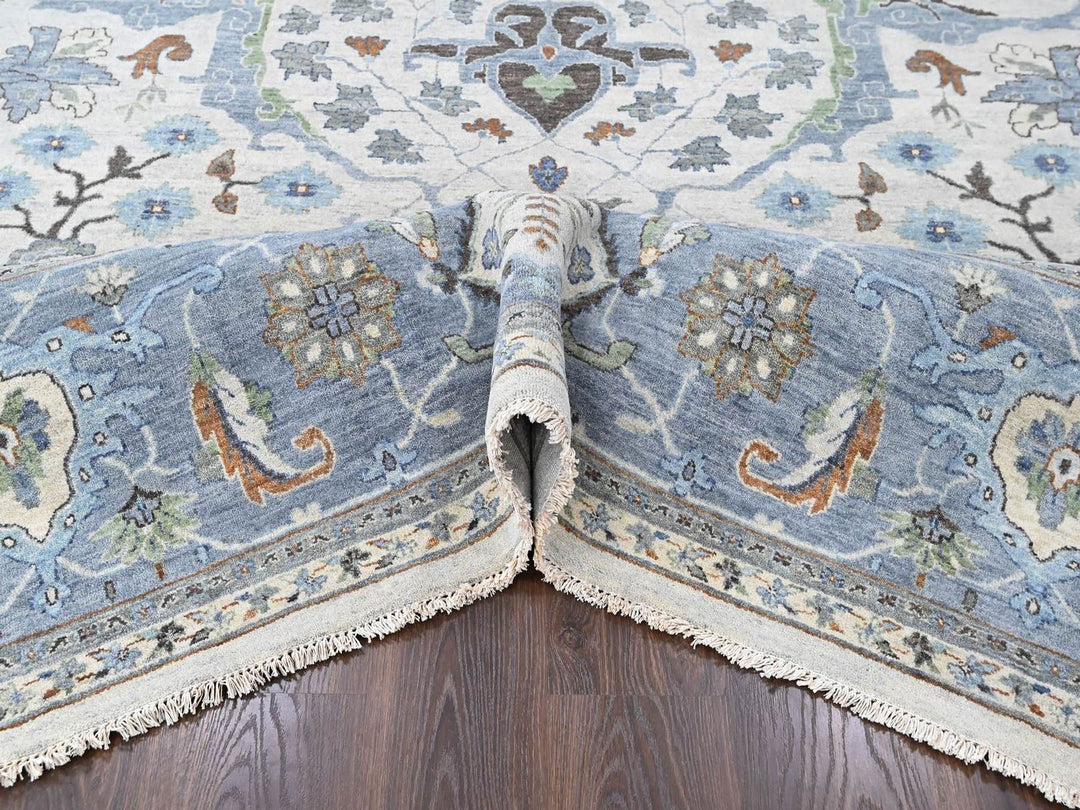 11'10" x 12'0" New Hand Knotted Grey Wool Square Oriental Rug - MOA10210570