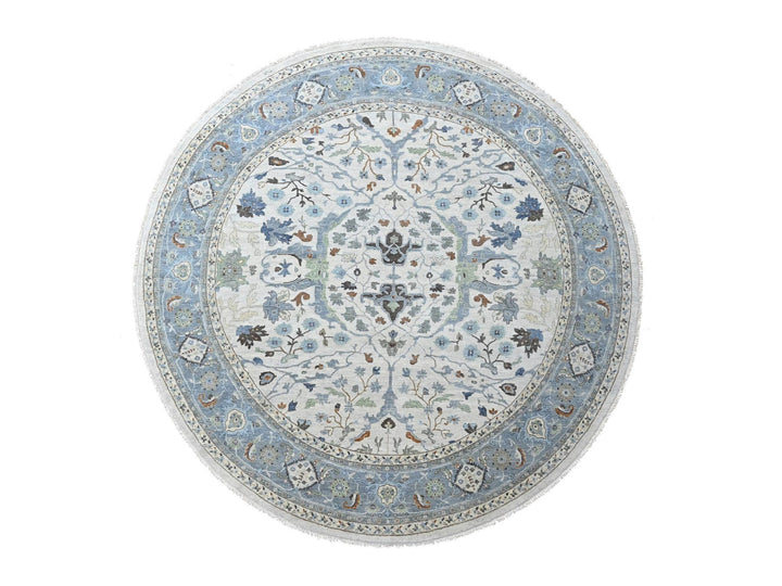 11'9" x 12'0" New Hand Knotted Grey Wool Round Oriental Rug - MOA10210571