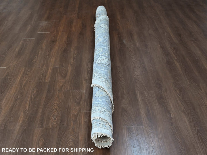 11'9" x 12'0" New Hand Knotted Grey Wool Round Oriental Rug - MOA10210571