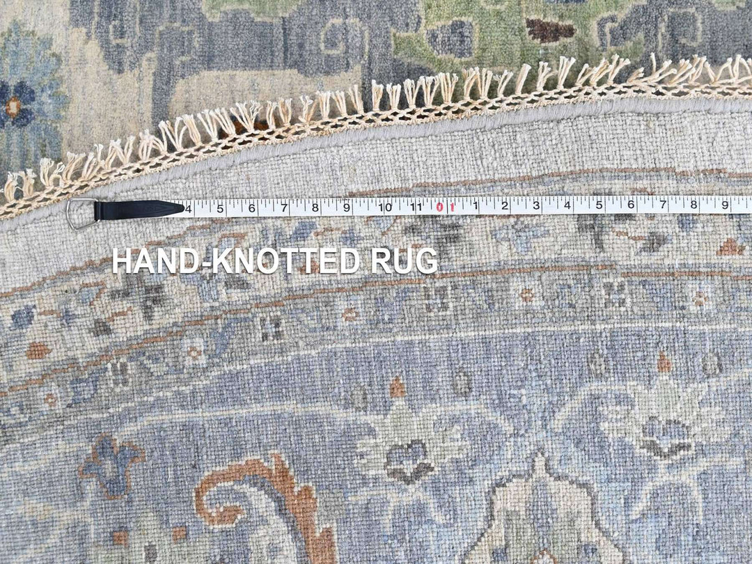 11'9" x 12'0" New Hand Knotted Grey Wool Round Oriental Rug - MOA10210571