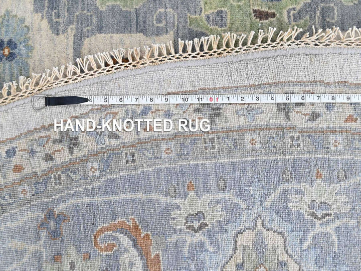 11'9" x 12'0" New Hand Knotted Grey Wool Round Oriental Rug - MOA10210571