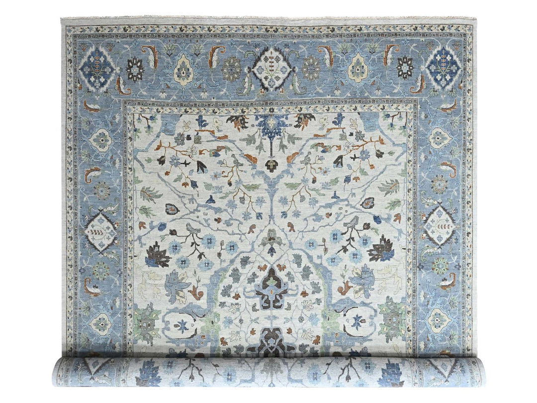 14'0" x 16'0" New Hand Knotted Grey Wool Rectangle Oriental Rug - MOA10210572
