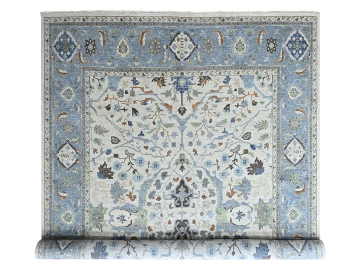 14'0" x 16'0" New Hand Knotted Grey Wool Rectangle Oriental Rug - MOA10210572