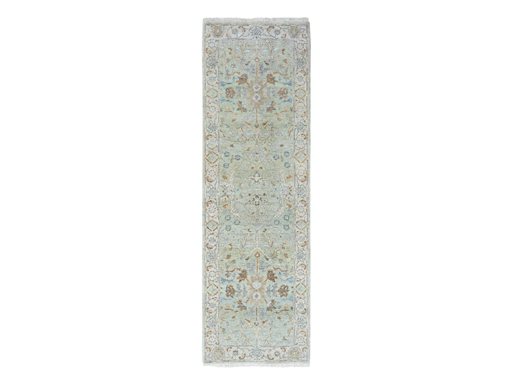 2'5" x 8'0" New Hand Knotted Green Wool Runner Oriental Rug - MOA10210574