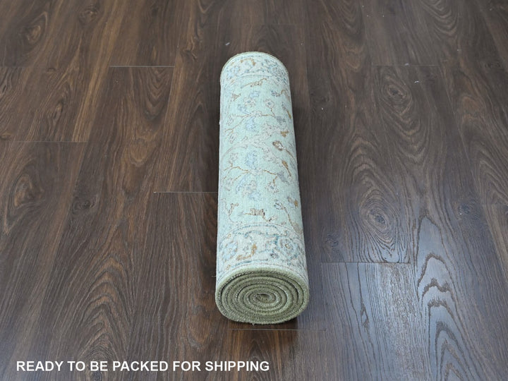 2'5" x 8'0" New Hand Knotted Green Wool Runner Oriental Rug - MOA10210574