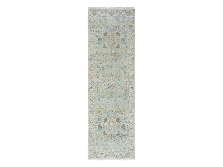 2'6" x 8'0" New Hand Knotted Green Wool Runner Oriental Rug - MOA10210575