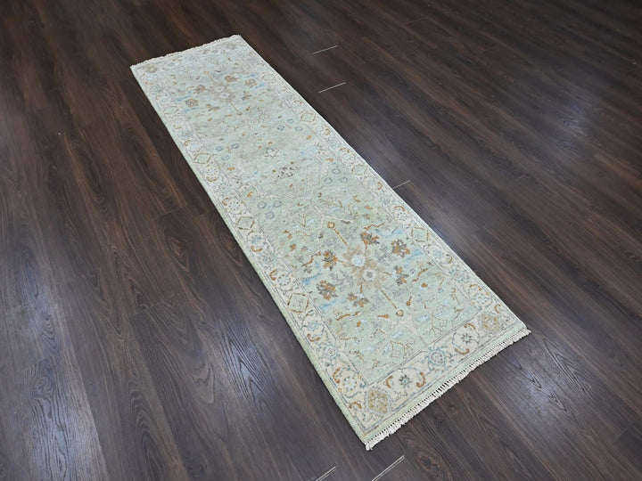 2'6" x 8'0" New Hand Knotted Green Wool Runner Oriental Rug - MOA10210575