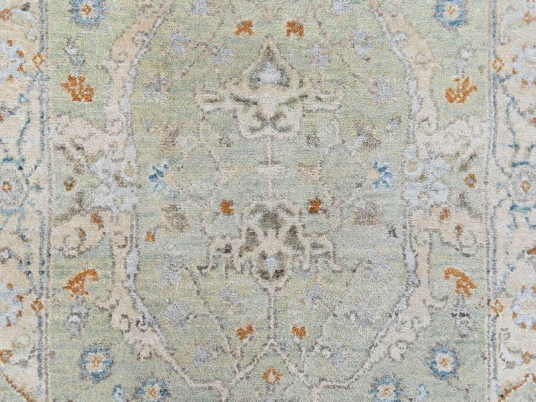 2'6" x 8'0" New Hand Knotted Green Wool Runner Oriental Rug - MOA10210575