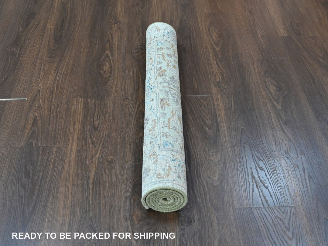 3'1" x 4'10" New Hand Knotted Green Wool Rectangle Oriental Rug - MOA10210579