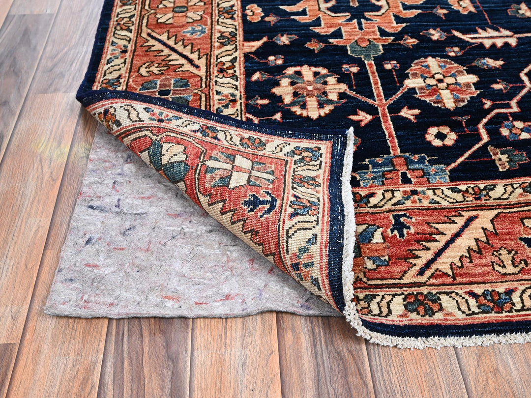 5'11" x 9'2" New Hand Knotted Blue Wool Rectangle Oriental Rug - MOA1021057