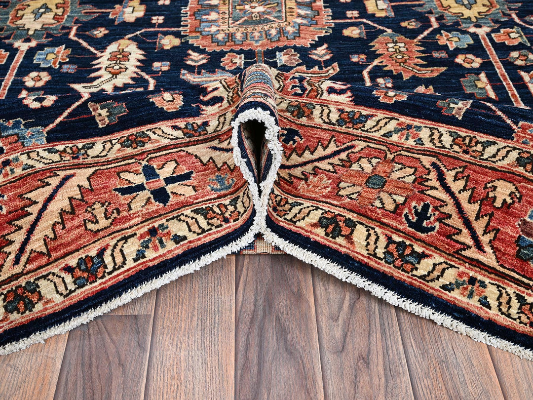 5'11" x 9'2" New Hand Knotted Blue Wool Rectangle Oriental Rug - MOA1021057