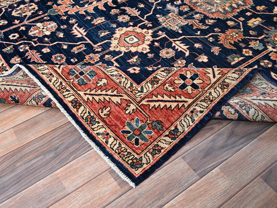5'11" x 9'2" New Hand Knotted Blue Wool Rectangle Oriental Rug - MOA1021057