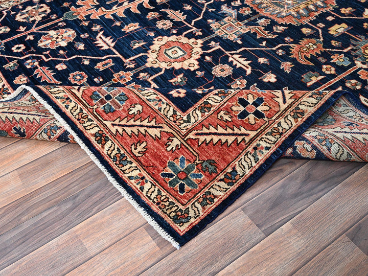 5'11" x 9'2" New Hand Knotted Blue Wool Rectangle Oriental Rug - MOA1021057