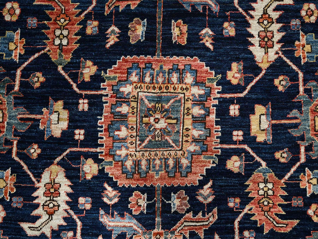 5'11" x 9'2" New Hand Knotted Blue Wool Rectangle Oriental Rug - MOA1021057