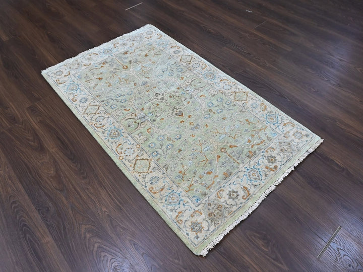 3'1" x 5'0" New Hand Knotted Green Wool Rectangle Oriental Rug - MOA10210580