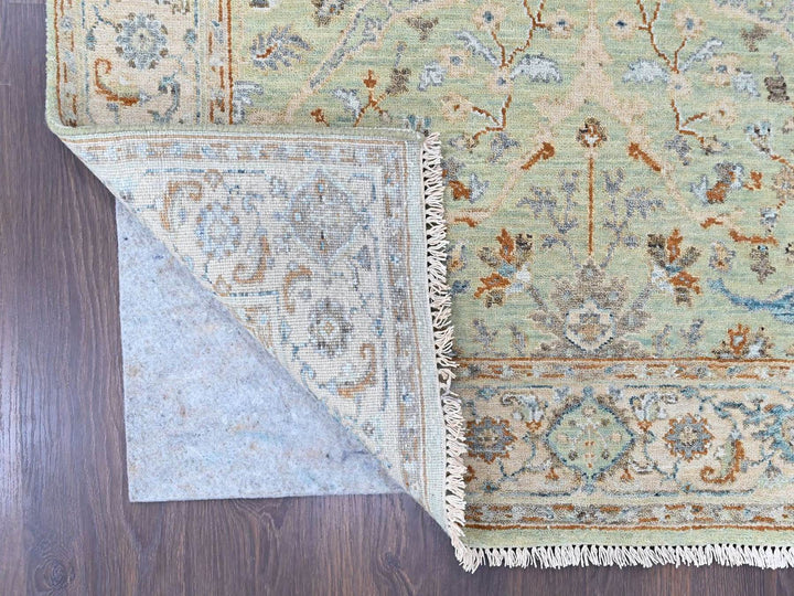 4'0" x 6'0" New Hand Knotted Green Wool Rectangle Oriental Rug - MOA10210581