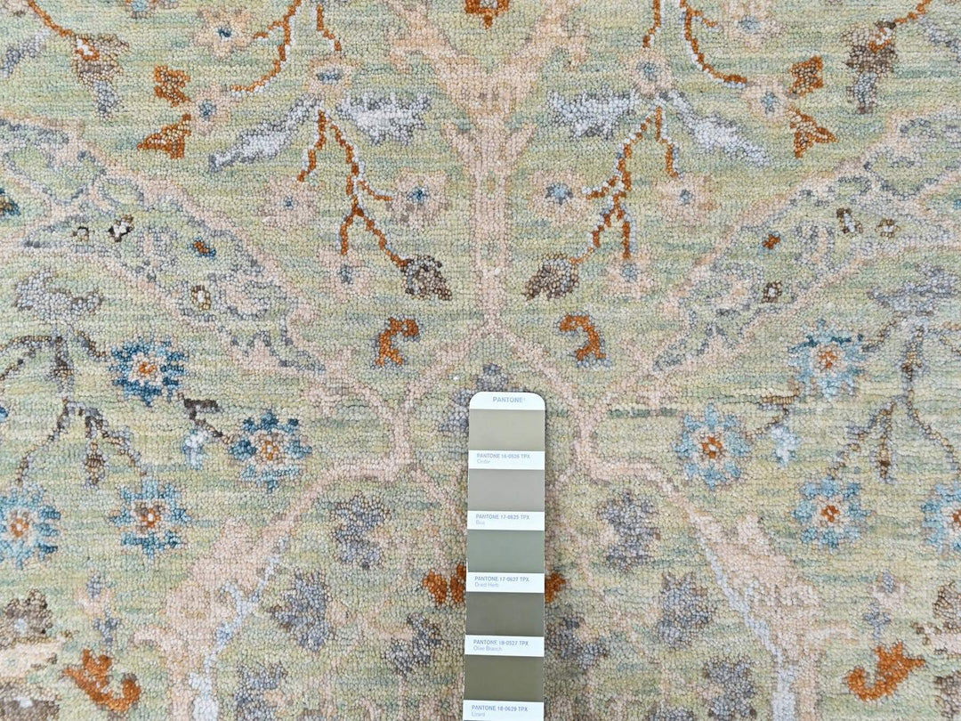 4'0" x 6'0" New Hand Knotted Green Wool Rectangle Oriental Rug - MOA10210581