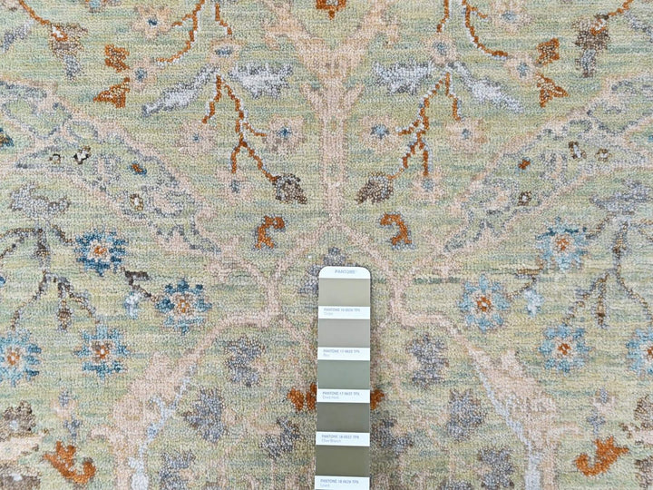 4'0" x 6'0" New Hand Knotted Green Wool Rectangle Oriental Rug - MOA10210581