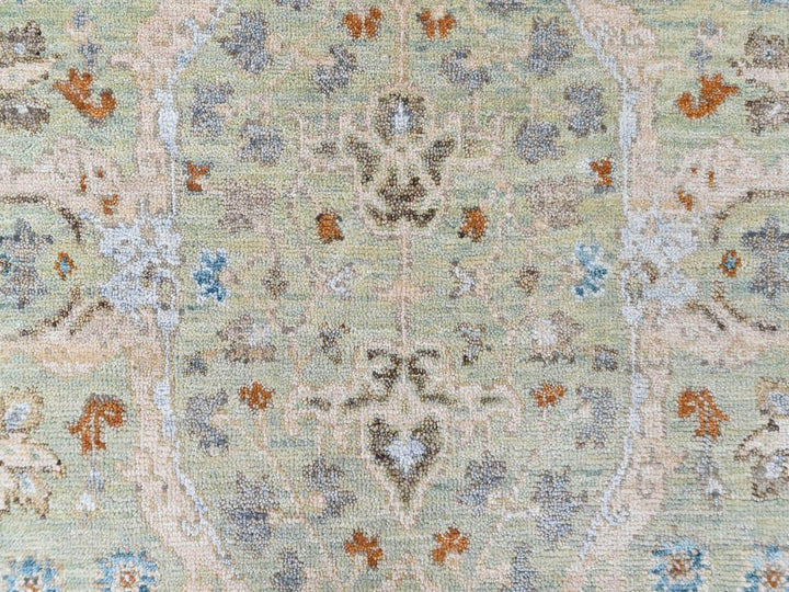 4'0" x 6'0" New Hand Knotted Green Wool Rectangle Oriental Rug - MOA10210581