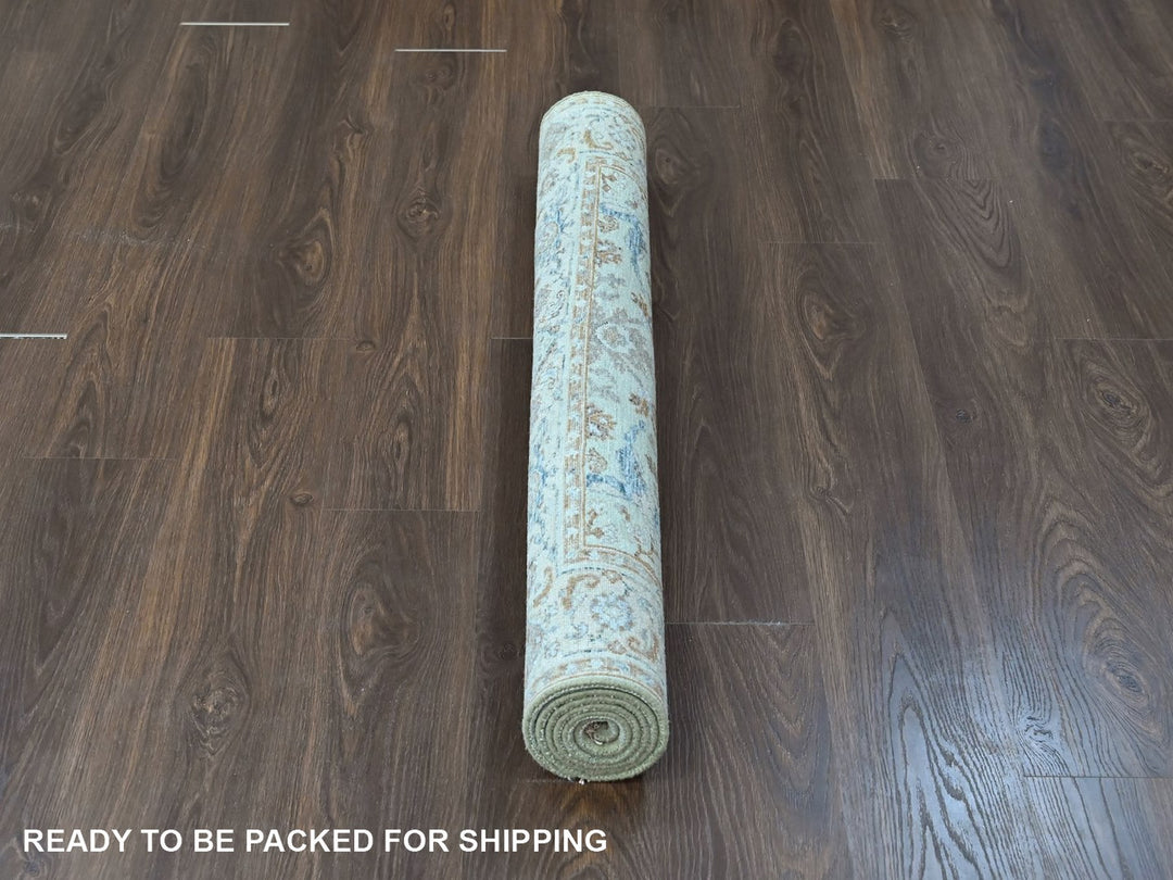 4'0" x 6'0" New Hand Knotted Green Wool Rectangle Oriental Rug - MOA10210581