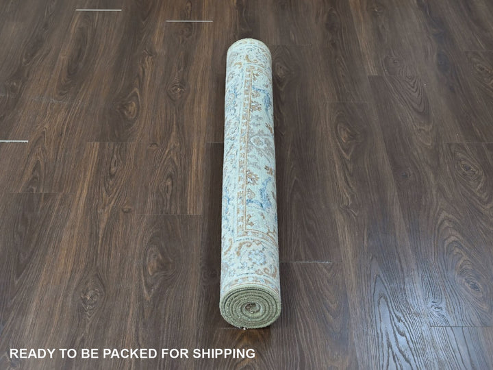 4'0" x 6'0" New Hand Knotted Green Wool Rectangle Oriental Rug - MOA10210581
