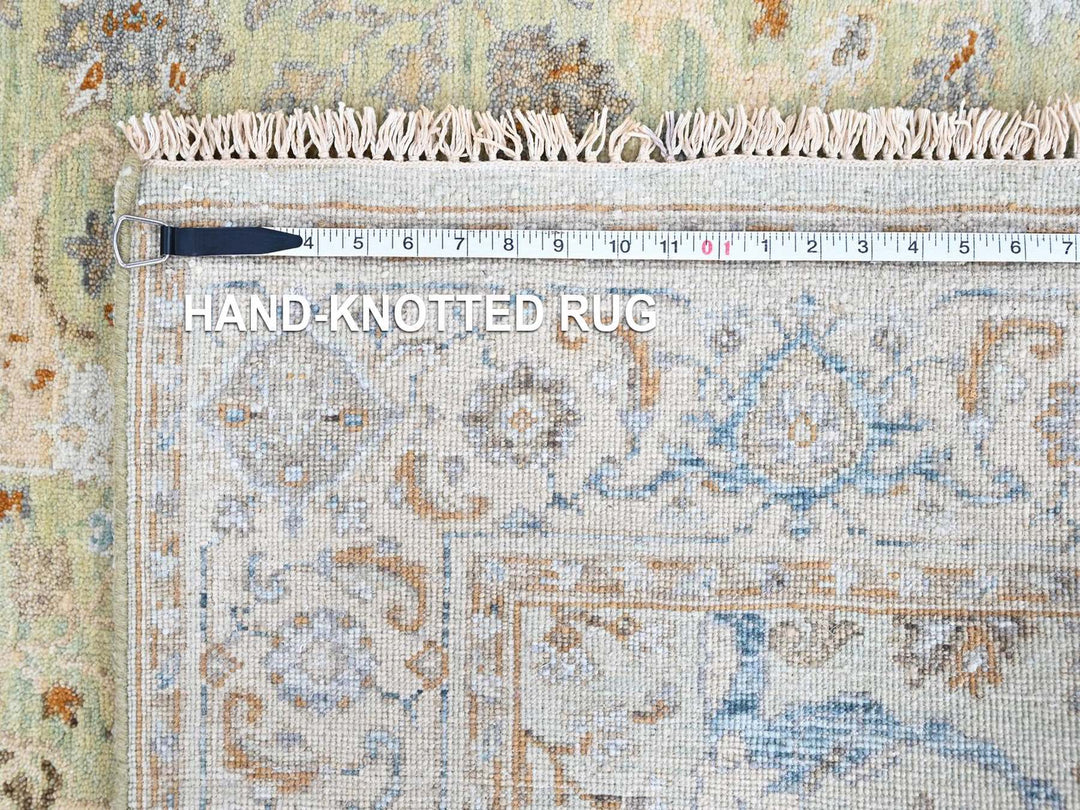 4'0" x 6'0" New Hand Knotted Green Wool Rectangle Oriental Rug - MOA10210581