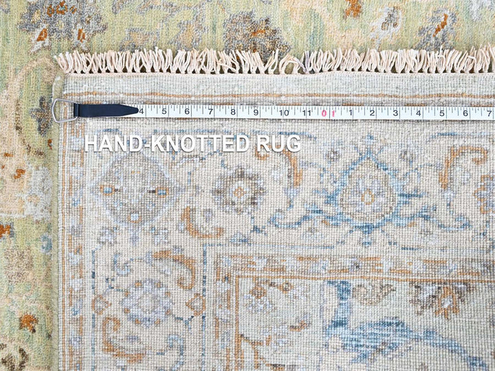 4'0" x 6'0" New Hand Knotted Green Wool Rectangle Oriental Rug - MOA10210581