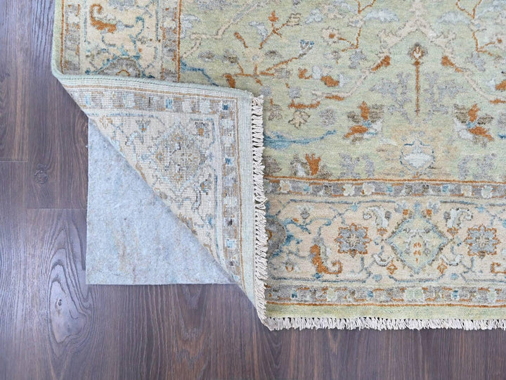 5'0" x 7'0" New Hand Knotted Green Wool Rectangle Oriental Rug - MOA10210582
