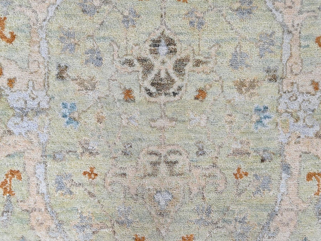 5'0" x 7'0" New Hand Knotted Green Wool Rectangle Oriental Rug - MOA10210582