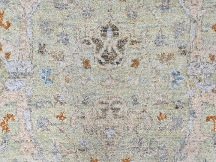 5'0" x 7'0" New Hand Knotted Green Wool Rectangle Oriental Rug - MOA10210582