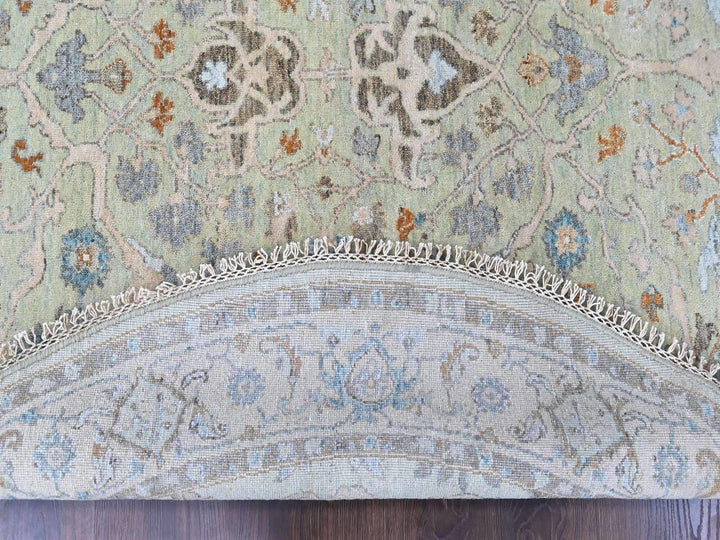 6'0" x 6'0" New Hand Knotted Green Wool Round Oriental Rug - MOA10210583