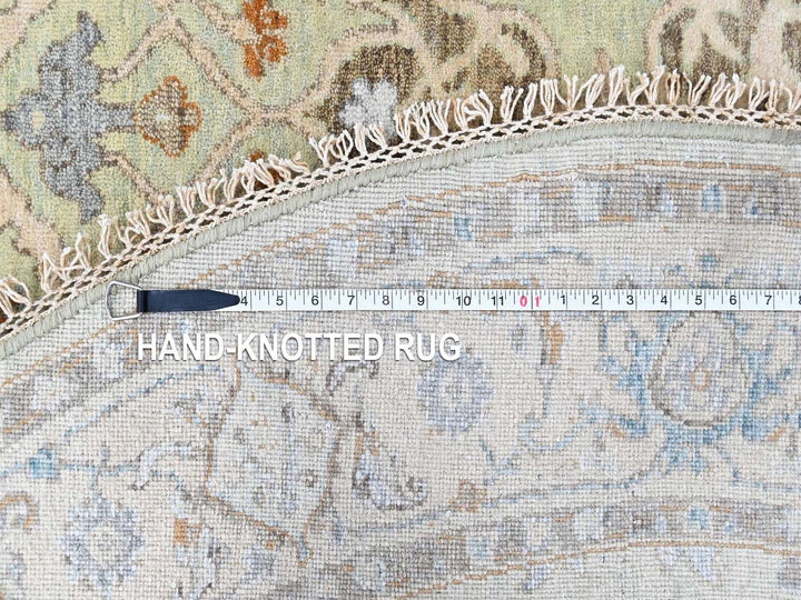 6'0" x 6'0" New Hand Knotted Green Wool Round Oriental Rug - MOA10210583