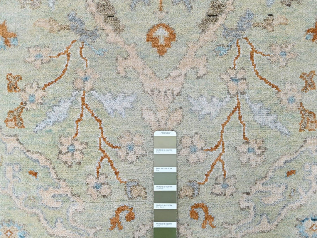 6'2" x 9'0" New Hand Knotted Green Wool Rectangle Oriental Rug - MOA10210584