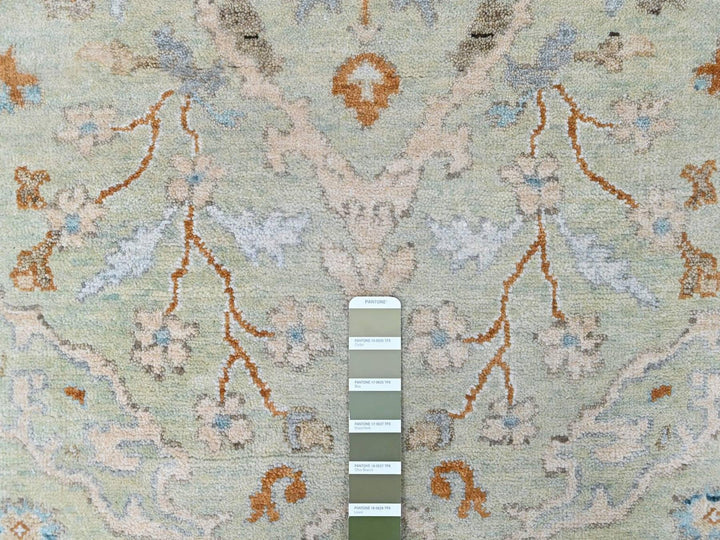 6'2" x 9'0" New Hand Knotted Green Wool Rectangle Oriental Rug - MOA10210584