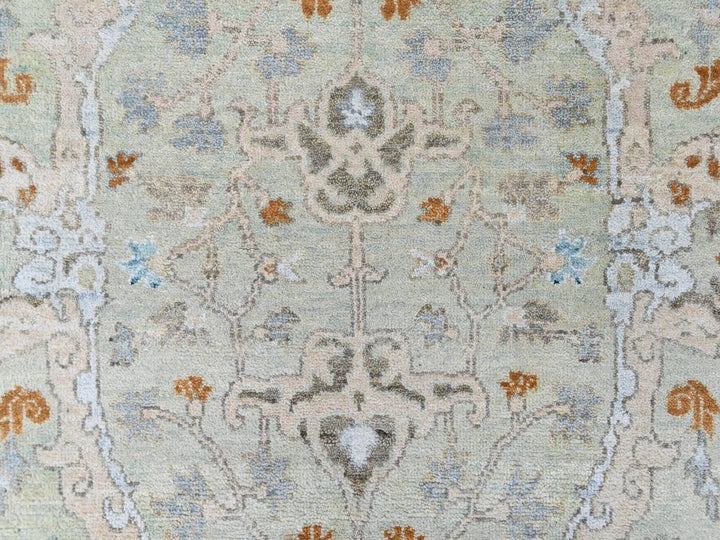 6'2" x 9'0" New Hand Knotted Green Wool Rectangle Oriental Rug - MOA10210584
