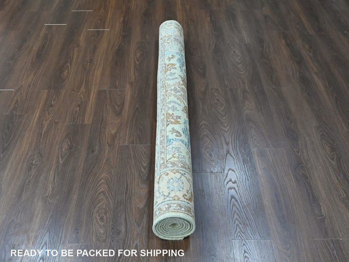 6'2" x 9'0" New Hand Knotted Green Wool Rectangle Oriental Rug - MOA10210584